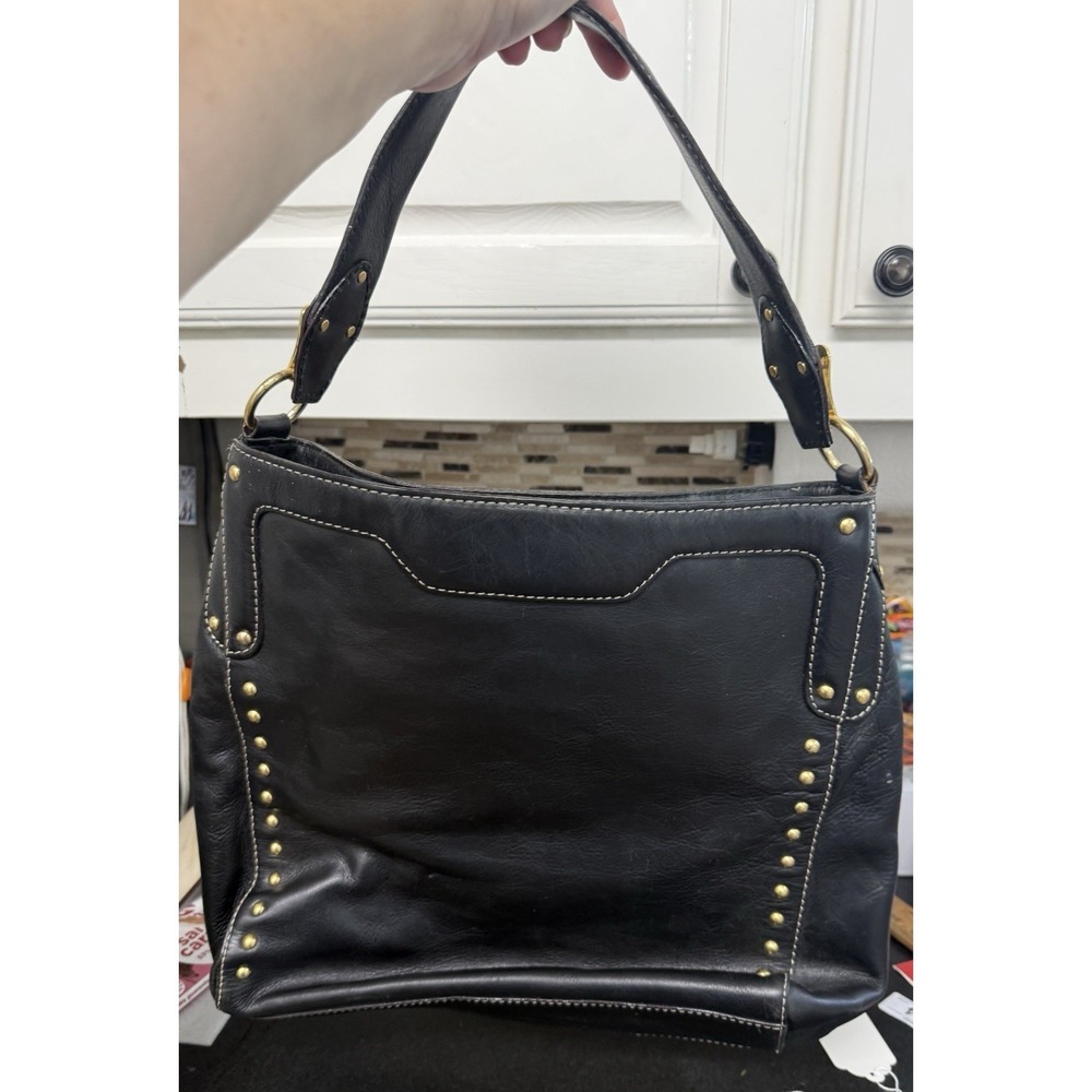 Michael Kors Black Pebbled Leather Studded Hobo Bag Vintage